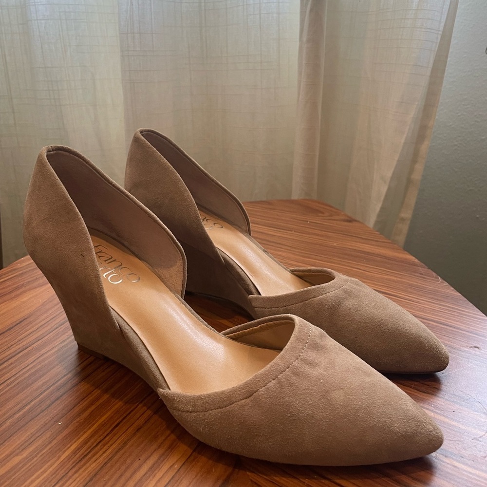 Franco Sarto Tan Suede Wedges